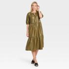 Women's Raglan Short Sleeve Trapeze Dress - Who What Wear Green
