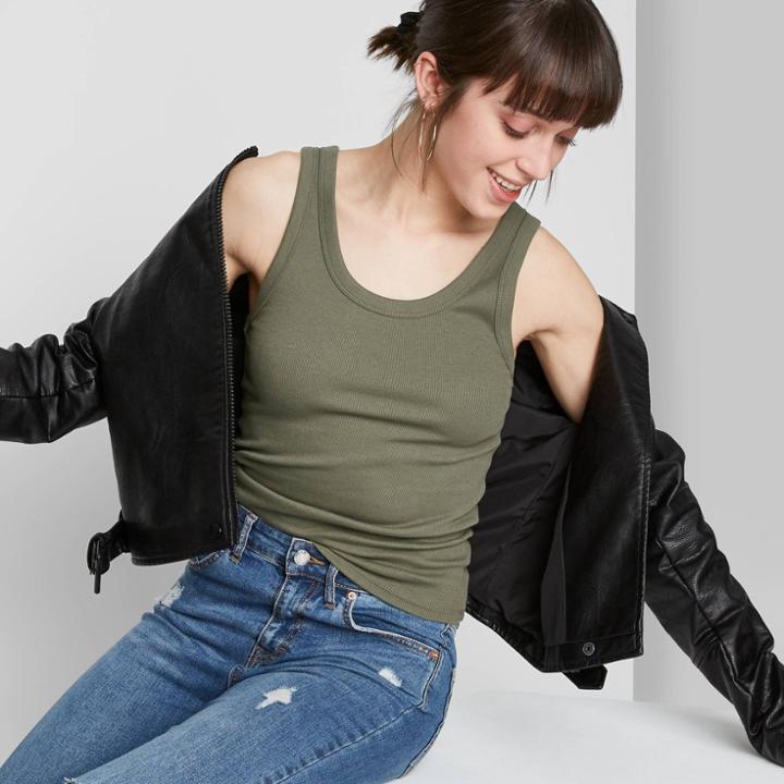 Women's Ribbed Tank Top - Wild Fable Olive Xs, Women's, Green