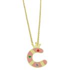 Ellen 18k Gold Overlay Enamel Initial Pendant 'c' - Pink, Girl's, C