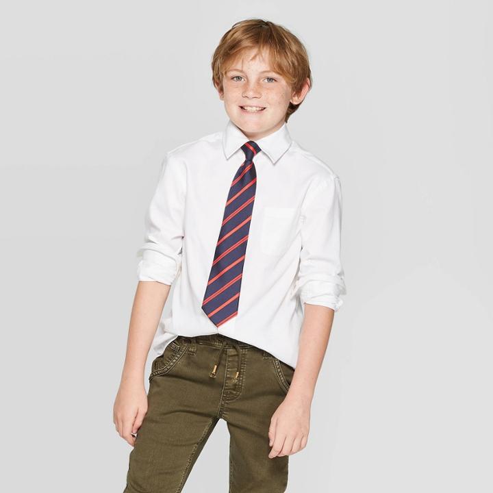Boys' Long Sleeve Button-down Shirt - Cat & Jack White S, Boy's,