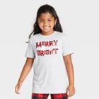 Kids' Holiday 'merry And Bright' Matching Family Pajama T-shirt - Wondershop Gray