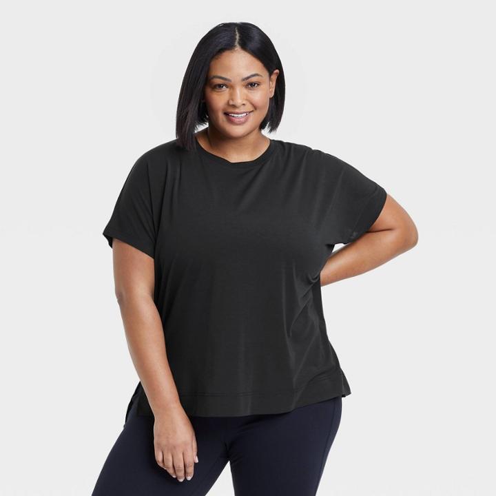 Women's Plus Size Active Short Sleeve Top - All In Motion Black