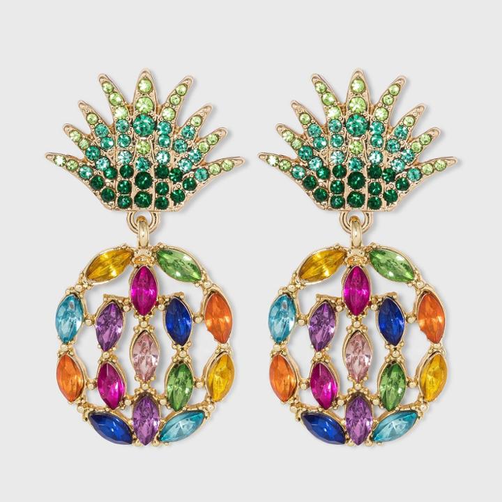 Sugarfix By Baublebar Crystal Pineapple Drop Earrings, Gold