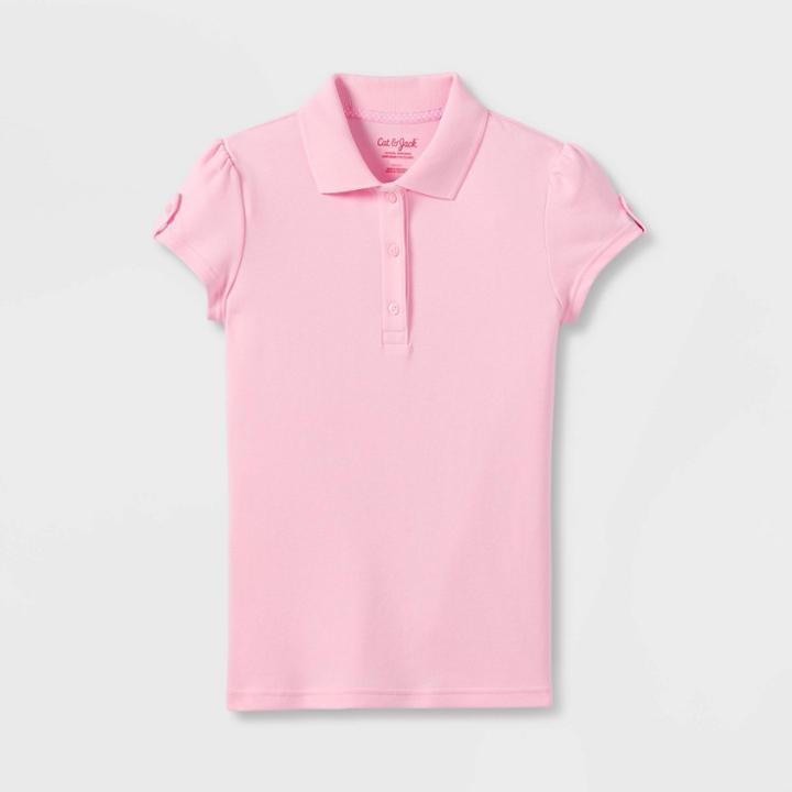 Girls' Interlock Uniform Polo Shirts - Cat & Jack Pink