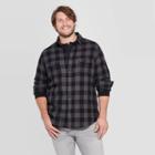 Men's Tall Plaid Long Sleeve 2-pocket Flannel Button-down Shirt - Goodfellow & Co Black