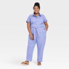 Women's Plus Size Short Sleeve Boiler Suit - Ava & Viv Purple X