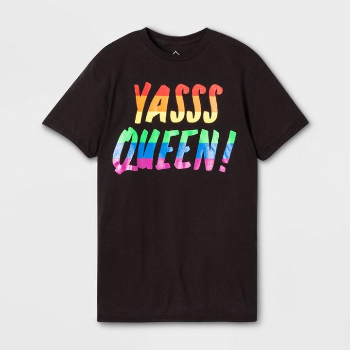 Well Worn Pride Adult Extended Size Short Sleeve Yasss Queen Gender Inclusive T-shirt - Black