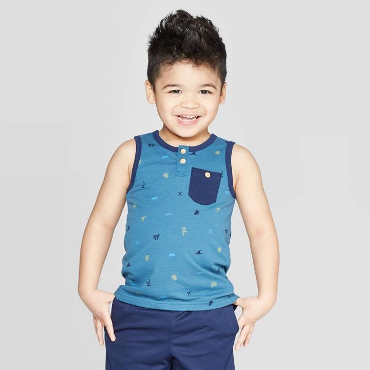 Toddler Boys' Jersey Summer Icon Print Tank Top - Cat & Jack Blue