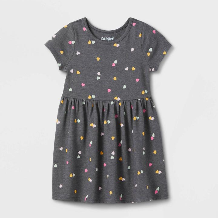 Toddler Girls' Printed Short Sleeve Dress - Cat & Jack Black