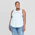 Mad Engine Women's Plus Size Sleeveless Flower Happy Graphic Tank Top - Doe (juniors') -