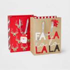 2ct Reindeer & Snowflakes Gift Bags - Wondershop