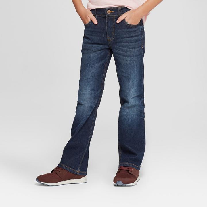 Boys' Bootcut Fit Jeans - Cat & Jack Dark Blue
