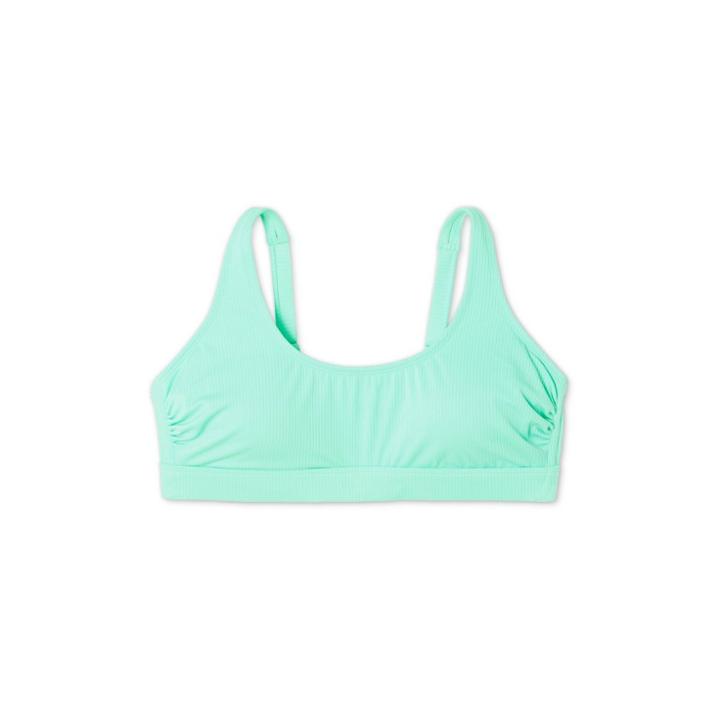 Women's Sustainably Made Plus Size Ribbed Bralette Bikini Top - Xhilaration Green