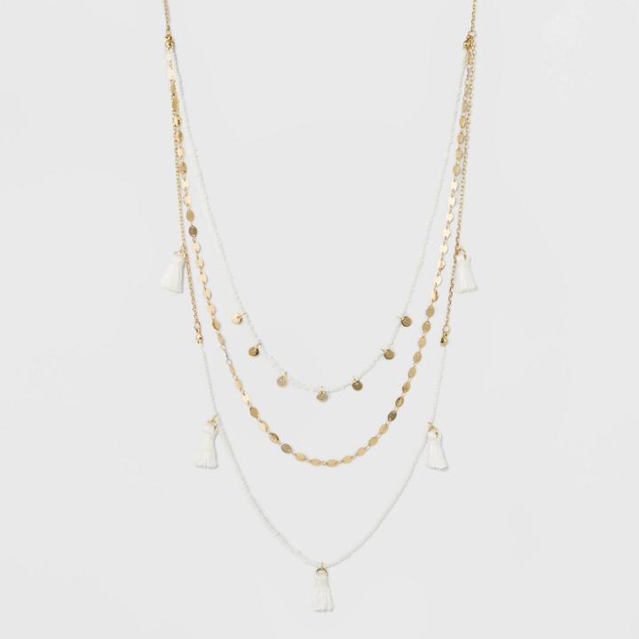 Sugarfix By Baublebar Tassel Tufts Layered Necklace - White, Women's