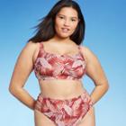 Juniors' Plus Size Bralette Bikini Top - Xhilaration Clay Tropical Print 14w, Red/orange/pink