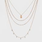 Target Multi Layer With Beads And Pineapple Charm Necklace - Rose Gold
