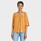 Women's Flutter Elbow Sleeve Embroidered Top - Knox Rose Amber