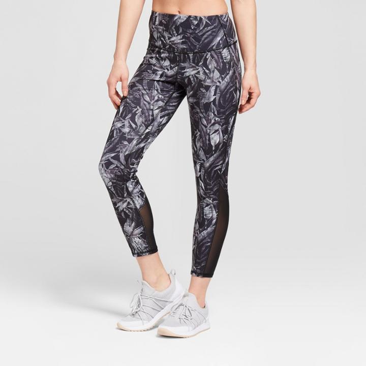 Women's 7/8 Freedom Mesh Insert High-waisted Leggings - C9 Champion Black/white