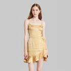 Women's Sleeveless Satin Wrap Dress - Wild Fable Beige