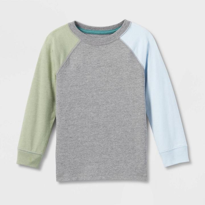 Toddler Boys' Colorblock Long Sleeve Jersey Knit T-shirt - Cat & Jack Charcoal Gray