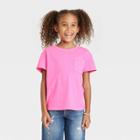 Girls' Short Sleeve Pocket T-shirt - Cat & Jack Bright Pink