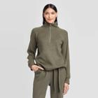 Women's Long Sleeve Turtleneck Cozy Half Zip Sweatshirt - Who What Wear Green