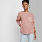 Women's Long Sleeve Round Neck Boxy Tunic T-shirt - Wild Fable Pink