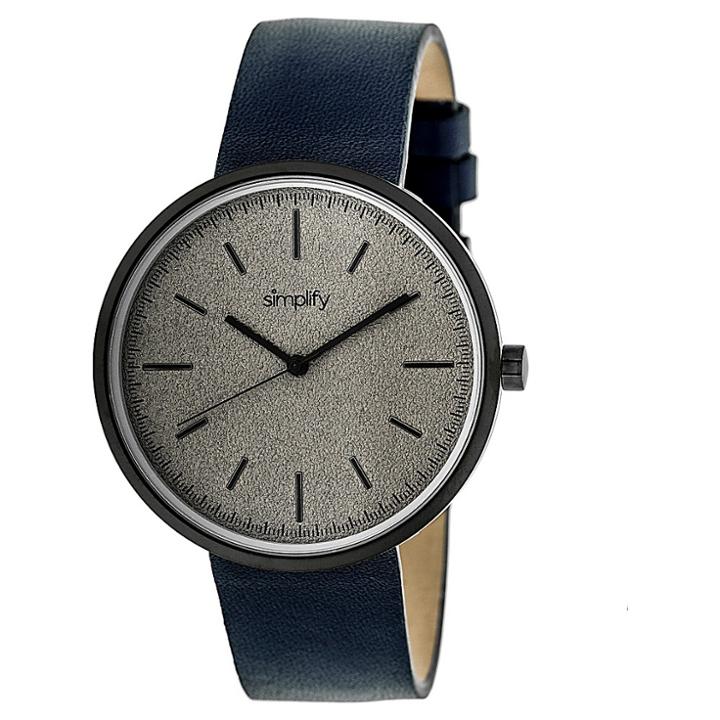 Simplify The 3000 Men's Sand - Blasted Dial Leather Strap Watch - Navy