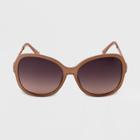 Women's Butterfly Oversized Metal Sunglasses - A New Day Brown, Brown/grey