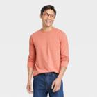 Men's Long Sleeve Garment Dyed Pocket T-shirt - Goodfellow & Co Rose Red
