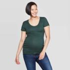 Maternity Short Sleeve Shirred Scoop Neck T-shirt - Isabel Maternity By Ingrid & Isabel Green Xxl, Infant Girl's