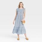 Women's Floral Print Ruffle Sleeveless Dress - Universal Thread Blue