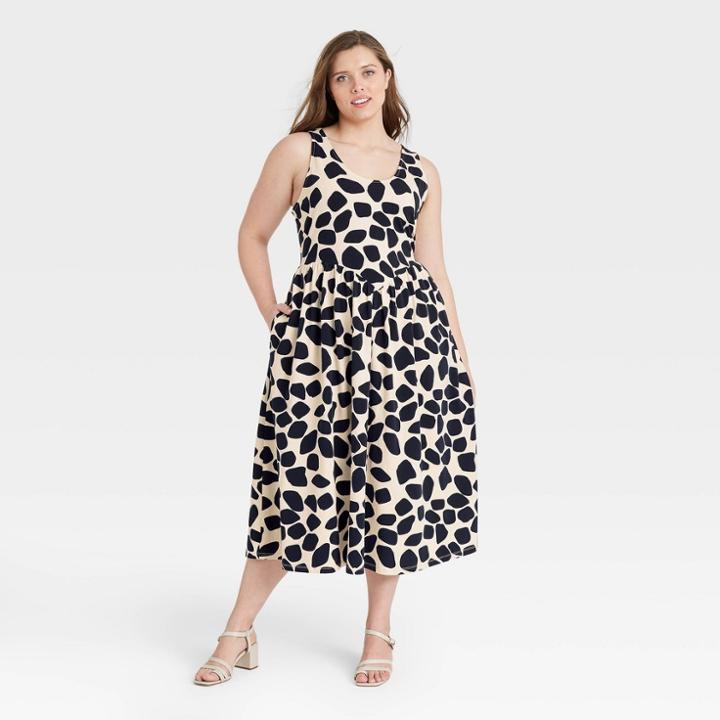Women's Plus Size Animal Print Sleeveless Dress - Who What Wear Cream