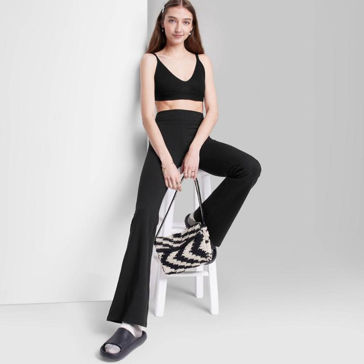 Women's High-waisted Flare Leggings - Wild Fable Black Xxs