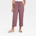 Women's High-rise Relaxed Fit Pull-on Ankle Pants - A New Day Dark Purple