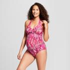 Maternity Halter One Piece Swimsuit - Isabel Maternity By Ingrid & Isabel Pink Chevron