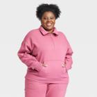 Women's Plus Size Cotton Fleece 1/4 Zip Sweatshirt - All In Motion Rose Red