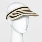 Women's Striped Straw Visor Hat - A New Day Natural
