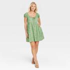 Women's Puff Short Sleeve Day Dress - Universal Thread Green Floral