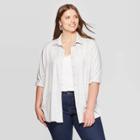 Women's Plus Size Plaid Long Sleeve Collared Button-down Tunic Shirt - Ava & Viv Gray 3x, Women's,