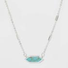 Boxed Hexagon With Turquoise Semi-precious Stone Bar Necklace - A New Day Blue, Women's