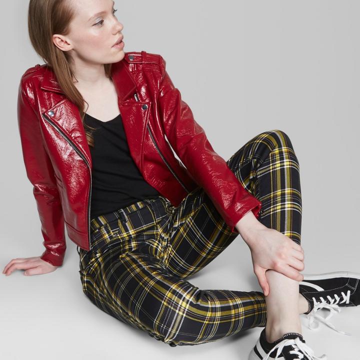 Women's Faux Patent Leather Moto Jacket - Wild Fable Red
