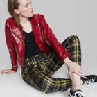 Women's Faux Patent Leather Moto Jacket - Wild Fable Red