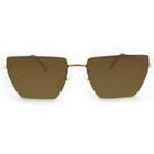 Women's Rimless Rectangle Sunglasses With Brown Lenses - A New Day Gold