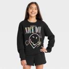 Girls' Smiley Cropped Crewneck Sweatshirt - Art Class Black
