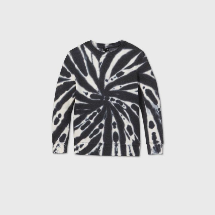 Boys' Tie-dye Pullover Sweatshirt - Art Class Black/white