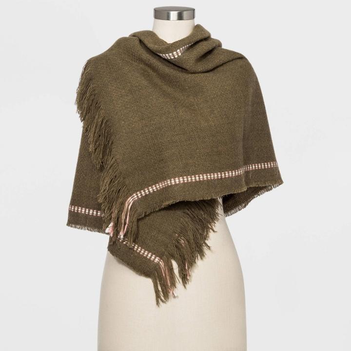 Women's Striped Square Scarf - Universal Thread Olive One Size, Women's, Green