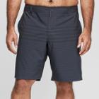 Men's Big & Tall 10.5 Striped Hybrid Swim Shorts - Goodfellow & Co Black