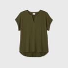 Women's Plus Size Short Sleeve Blouse - Ava & Viv Olive Green X, Green Green