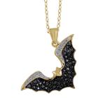 Distributed By Target Women's Sterling Silver Accent Round-cut Black Diamond Pave Set Flying Bat Pendant - Yellow
